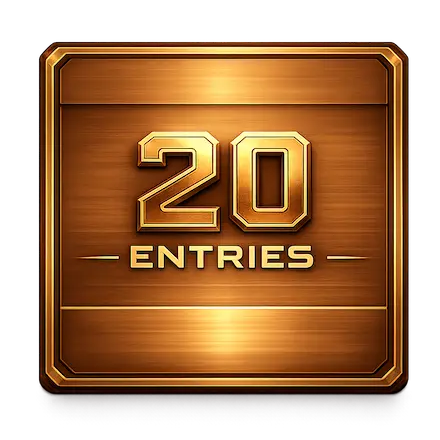 Bronze plaque with '20 Entries' text on a white background